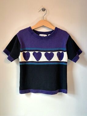 Girl’s Y2K Heart Knit Short Sleeve Baby Tee Size 8